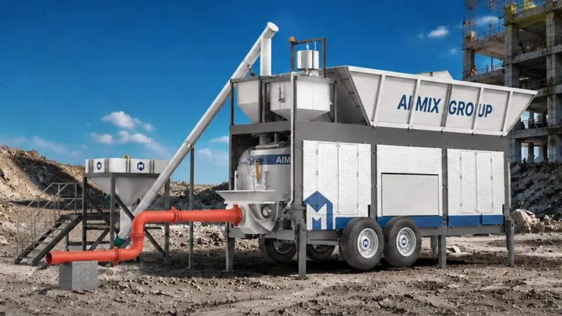 AIMIX Planta de Concreto con Bombeo AJP Cuenta con Tres Funciones: dosificación, mezcla y bombeo.